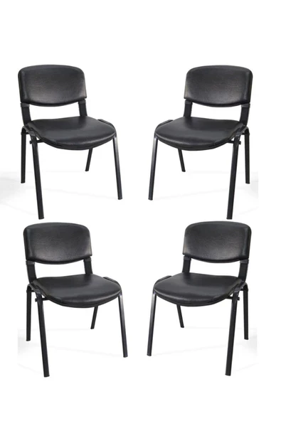 Arj I Office Furniture & Desing Siyah Ofis Büro Bekleme Misafir Form Koltuğu Sandalyesi 4lü 008 ürün görseli 1