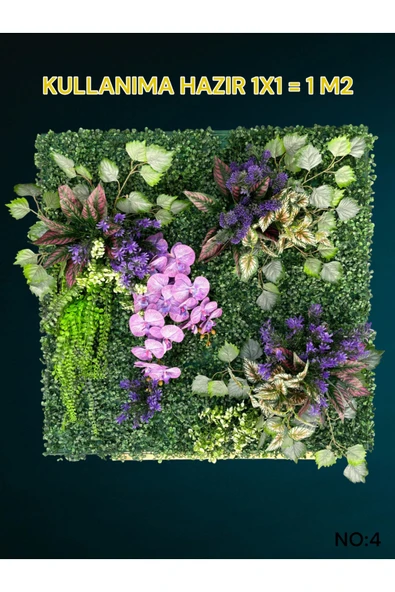 1 M2 Hazır Dikey Bahçe Duvar Dekorasyon Paneli Şimşir Panel Yapay Çiçek 1x1 Metre MODEL:4 ürün görseli 1