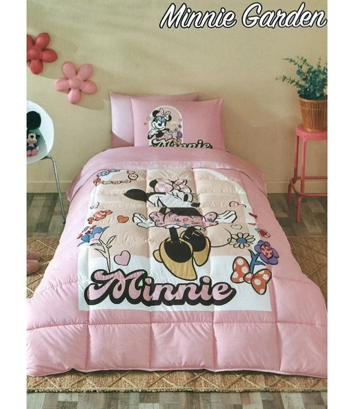 Özdilek Lastikli Çarşaflı Lisanslı Tek Kişilik Çocuk Uyku Seti-Minnie Mouse Garden Pembe ürün görseli 1