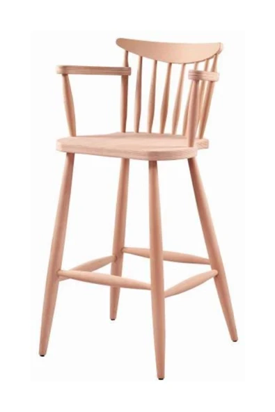 Obuts Home Kırlangıç Kollu Bar Sandalye Ham Ahşap ürün görseli 1