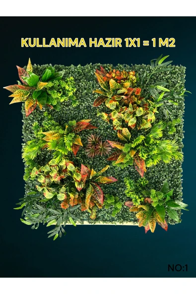 1 M2 Hazır Dikey Bahçe Duvar Dekorasyon Paneli Şimşir Panel Yapay Çiçek 1x1 Metre MODEL:1 ürün görseli 1