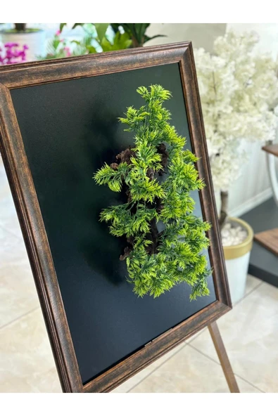ÖZEL TASARIM 3 BOYUTLU ÇERÇEVELİ YAPAY ÇİÇEKLİ MDF PLAKA TABLO ÇAM AĞACI DUVAR ARANJMAN 60-80 CM ürün görseli 1