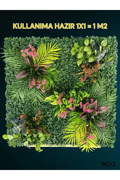 1 M2 Hazır Dikey Bahçe Duvar Dekorasyon Paneli Şimşir Panel Yapay Çiçek 1x1 Metre MODEL:2 ürün görseli 1