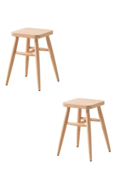 Onehome Ahşap Tabure Ham Kare 36x36x45 Cm 2 Adet ürün görseli 1