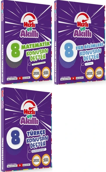 Tammat 8. Sınıf Matematik + Fen Bilimleri + Türkçe Hızlı Ve Akıllı Konuşan Defter Soru Bankası Set 3 Kitap ürün görseli 1