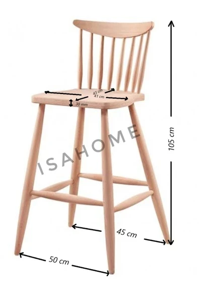 Kırlangıç Yıldız Bar Sandalye Ham Ahşap 1 ADET ürün görseli 1