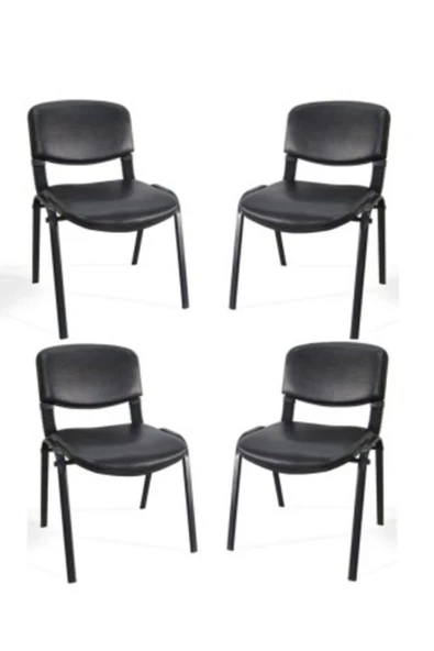 Arj 4 lü Office Furniture & Desing Siyah Ofis Büro Bekleme Misafir Form Koltuğu Sandalyesi ürün görseli 1