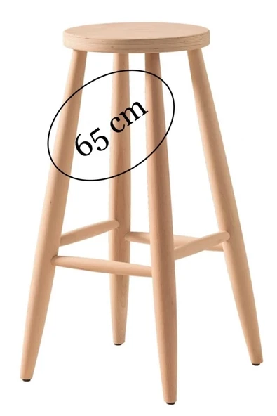WOOD DESİGN CENTER Ahşap 65 Cm Yuvarlak Bar Tabure Sandalye ürün görseli 1