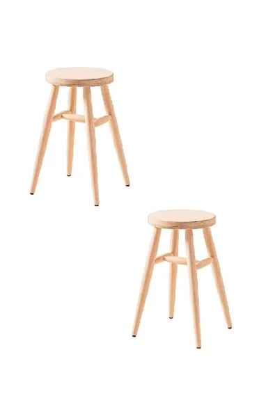 Onehome Ahşap Tabure Ham 28x45 Cm 2 Adet ürün görseli 1