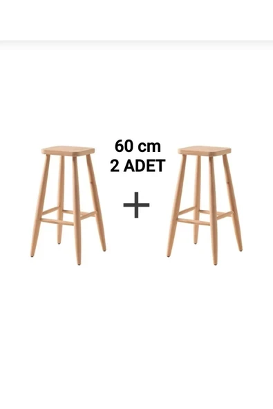 EFE AHŞAP SANATI 60 cm ( 2 ADET ) HAM AHŞAP KARE BAR TABURE SANDALYE ürün görseli 1