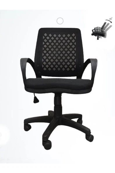Arj I Office Furniture & Desing Siyah Fileli Büro Şef Sekreter Çalışma Koltuğu Bilgisayar Sandalyesi 001 ürün görseli 1