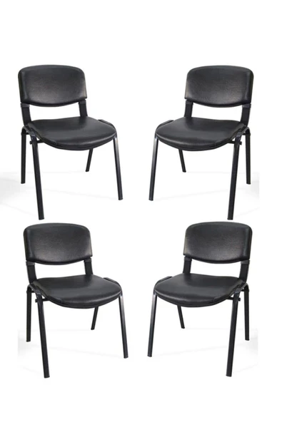 Arj I Office Furniture & Desing Siyah Ofis Büro Bekleme Misafir Form Koltuğu Sandalyesi 4lü 009 ürün görseli 1
