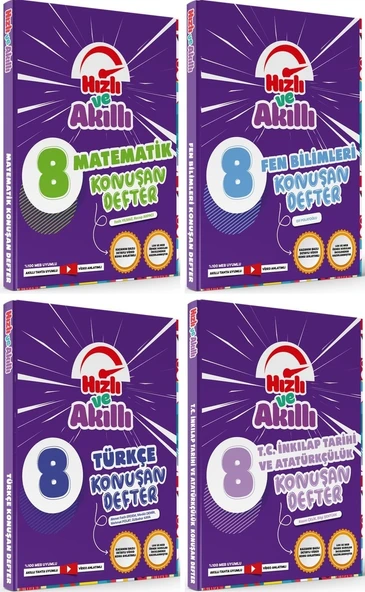 Tammat 8. Sınıf Matematik + Fen Bilimleri + Türkçe + İnkılap Tarihi Hızlı Ve Akıllı Konuşan Defter Soru Bankası Set 4 Kitap ürün görseli 1
