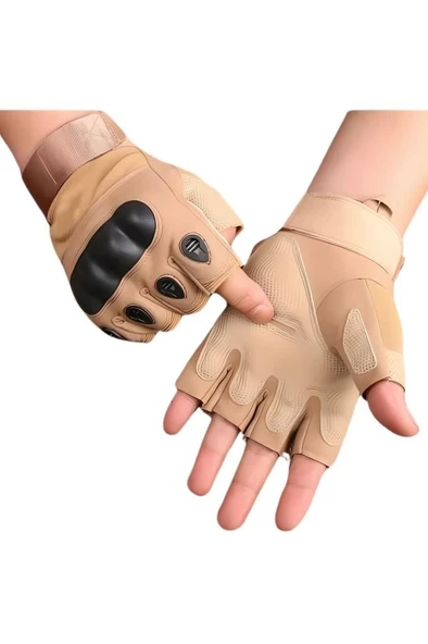 XL//BEJ Yarım Parmak Taktik Eldiven Bisiklet Motosiklet Outdoor Eldiven ürün görseli 1