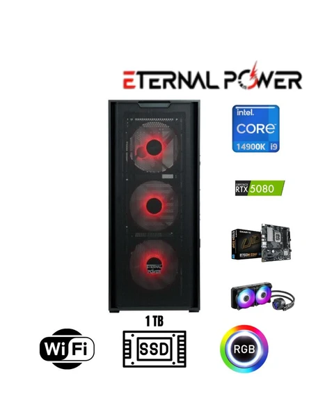 Eternal Power Intel i9 14900K RTX 5080 Gaming PC | 16GB DDR5 | 1TB NVMe M.2 | B760M WiFi | 750W | 360mm Sıvı Soğutma ürün görseli 1