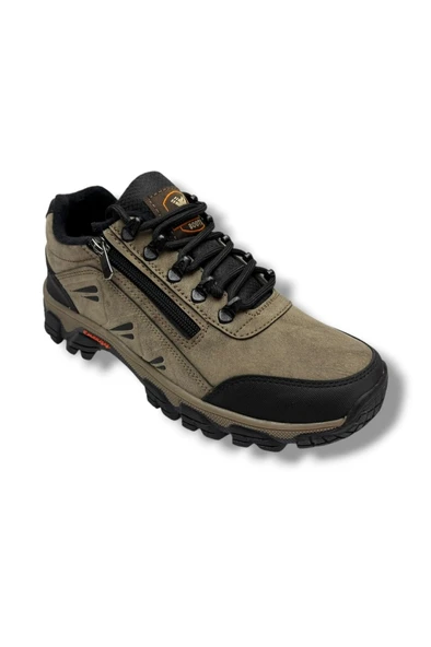 Wanderfull 3007-26 Deri Bağcıklı Outdoor Erkek Ayakkabı Vizon Siyah ürün görseli 1