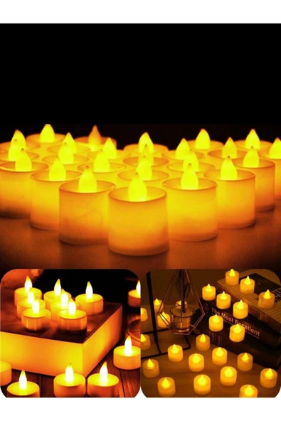 rkmstore Tealight LED Mum 24’lü – Sarı Işıklı Dumansız Pilli Mum Seti (Piller Dahil) ürün görseli 1