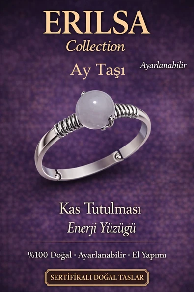 Sertifikalı Kas Tutulması Enerji Yüzüğü – Ay Taşı Ayarlanabilir İnce Kasa Yengeç Balık Terazi Burcu ürün görseli 1
