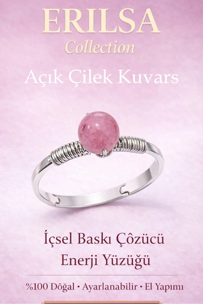 Sertifikalı İçsel Baskı Çözücü Enerji Yüzüğü – Açık Çilek Kuvars Ayarlamalı İnce Yengeç Balık Terazi ürün görseli 1