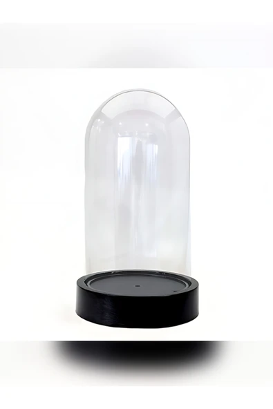 rkmstore Teraryum Fanus Ters Mika Fanus Plastik Siyah Tabanlı Şeffaf ürün görseli 1