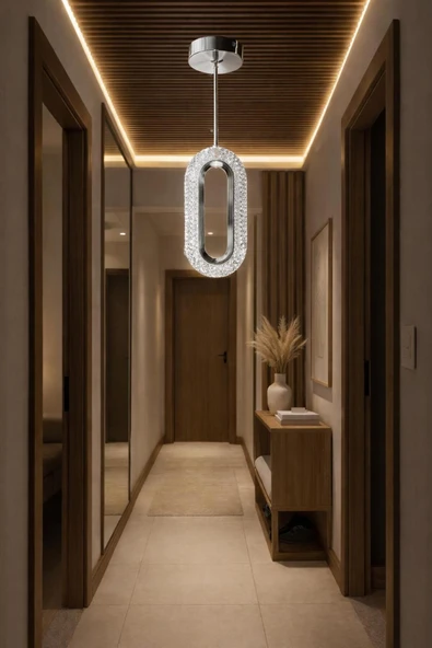 Bohem Aydınlatma Elips Tavana Sıfır 3 Renk LED Krom Modern Avize Antre/Hol Banyo/Mutfak Avizesi ürün görseli 1