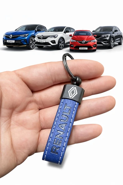 Renault Ve Logolu Anahtarlık SUNİ Deri (LACİVERT) ürün görseli 1