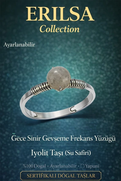 Sertifikalı Gece Sinir Gevşeme Frekans Yüzüğü – İyolit Taşı Ayarlamalı İnce Kasa Başak Balık Yengeç ürün görseli 1