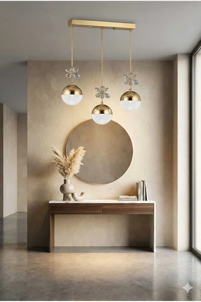 Bohem Aydınlatma Gold Modern Masa Üstü 3 Top Sarkıt 3 Renk LED Modern Avize ürün görseli 1