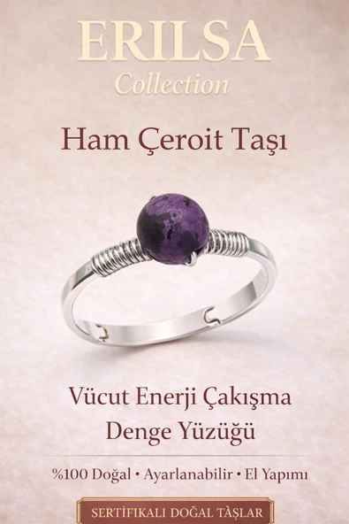 Sertifikalı Vücut Enerji Çakışma Denge Yüzüğü – Ham Çeroit Ayarlamalı İnce Akrep Kova Oğlak Burcu ürün görseli 1