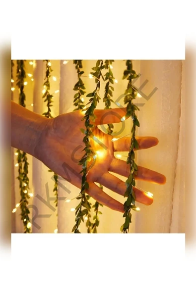 rkmstore Dekoratif Sarmaşık Led Işıklı Şerit – 7 Metre Yapay Yaprak + 5 Metre Peri Led Aydınlatma ürün görseli 1
