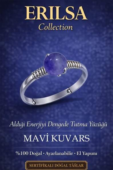 Sertifikalı Alınan Enerjiyi Dengeleme Yüzüğü – Mavi Kuvars Ayarlanabilir Terazi Yengeç Balık Burcu ürün görseli 1
