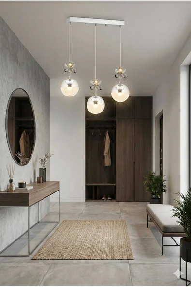 Bohem Aydınlatma Krom 3 Top Sarkıt Masa Üstü Modern 3 Renk LED Avize ürün görseli 1