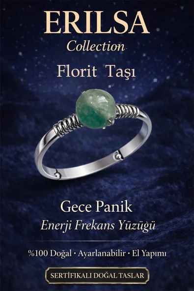 Sertifikalı Gece Panik Enerji Yüzüğü – Florit Taşı Ayarlanabilir İnce Kasa Kova Balık Terazi Burcu ürün görseli 1