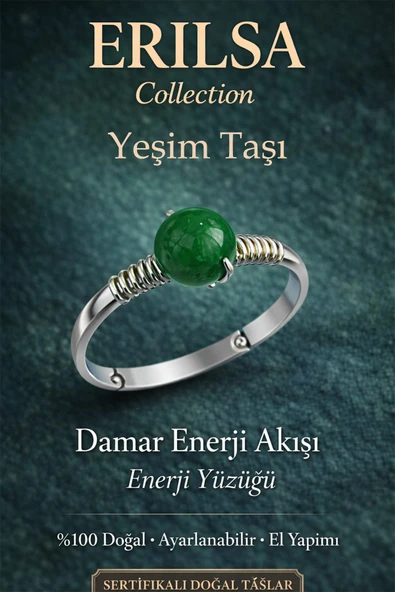 Sertifikalı Damar Enerji Akışı Yüzüğü – Yeşim Taşı Ayarlanabilir Gümüş Kasa Terazi Boğa Balık ürün görseli 1