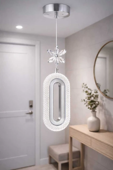 Bohem Aydınlatma Elips Tekli Sarkıt 3 Renk LED Modern Avize Beyaz/Sarı/Günışığı ürün görseli 1