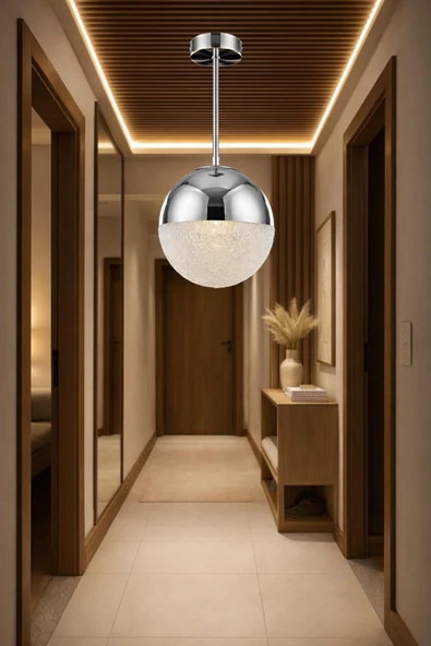 Bohem Aydınlatma Tavana Sıfır Krom 3 Renk Led Modern Top Avize Antre/Hol Banyo Avizesi ürün görseli 1