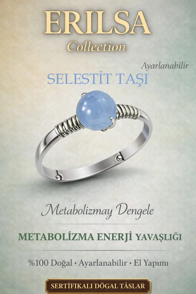 Sertifikalı Metabolizma Enerji Yavaşlığı Yüzüğü – Selestit Ayarlamalı İnce Başak Boğa Yengeç Burcu ürün görseli 1