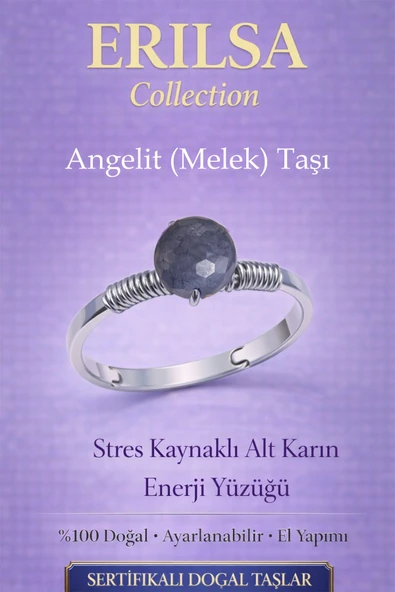Sertifikalı Stres Kaynaklı Alt Karın Enerji Yüzüğü – Angelit Ayarlamalı Yengeç Balık Terazi Burcu ürün görseli 1