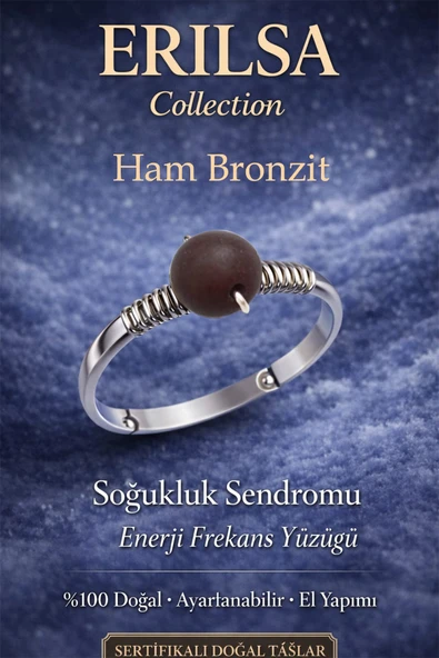 Sertifikalı Soğukluk Sendromu Enerji Yüzüğü – Ham Bronzit Ayarlanabilir İnce Kasa Boğa Oğlak Başak ürün görseli 1