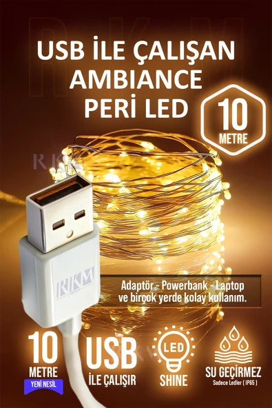 rkmstore 10 Metre Gün Işığı USB Peri Led – Dekoratif Şerit Aydınlatma | Çok Amaçlı Süsleme Işığı ürün görseli 1