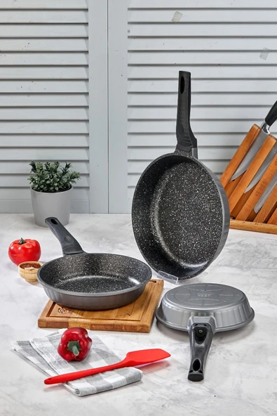 Cooker 3 Parça Granit Döküm Tava Seti 20–24–28 cm CKR3899 ürün görseli 1