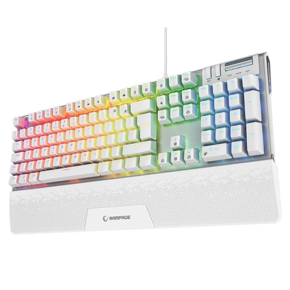 Rampage Carbon Beyaz RGB Q Gaming Oyuncu Klavye Bilek Destekli Red Switch Rampage ürün görseli 1