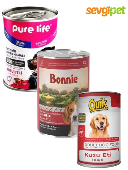 3'lü Mix Paket Konserve Köpek Maması - 3 Farklı Lezzet (3 x 410 Gr) ürün görseli 1