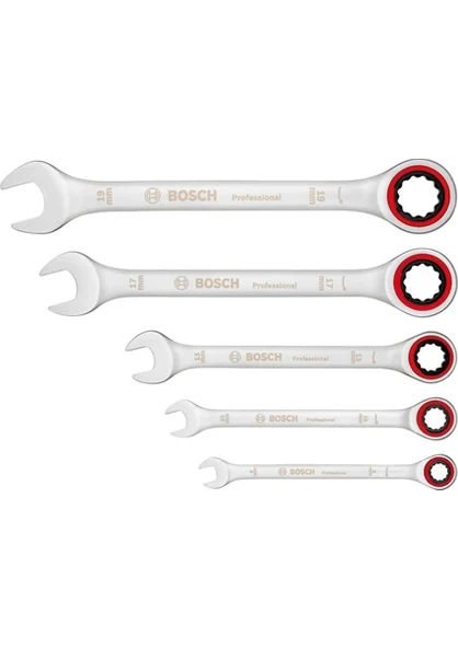Bosch Cırcırlı Anahtar Seti, Anahtar Takımı 5 Parça, 8,10,13,17,19 mm, 1600A02Z3D, Mavi ürün görseli 1