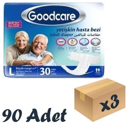 Goodcare Bel Bantlı Yetişkin Hasta Bezi Large 30'Lu 3 Paket 90 Adet ürün görseli 1