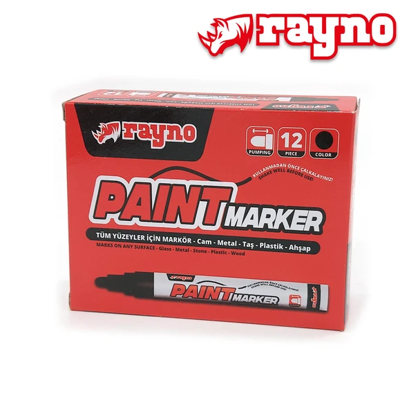 Rayno Paint Marker Kalem Siyah 12 Li - RYNPMS ürün görseli 1