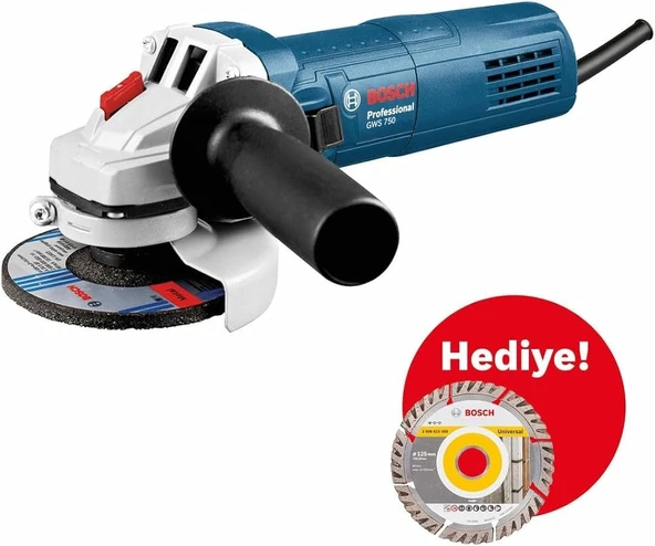 Bosch Professional GWS 750-125 mm Avuç Taşlama Makinesi + 1 Adet Disk - 060139400D ürün görseli 1