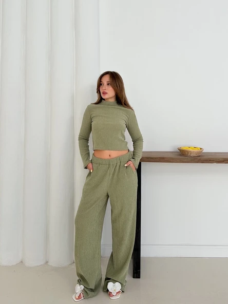Balıkçı yaka örme takım mint ürün görseli 1