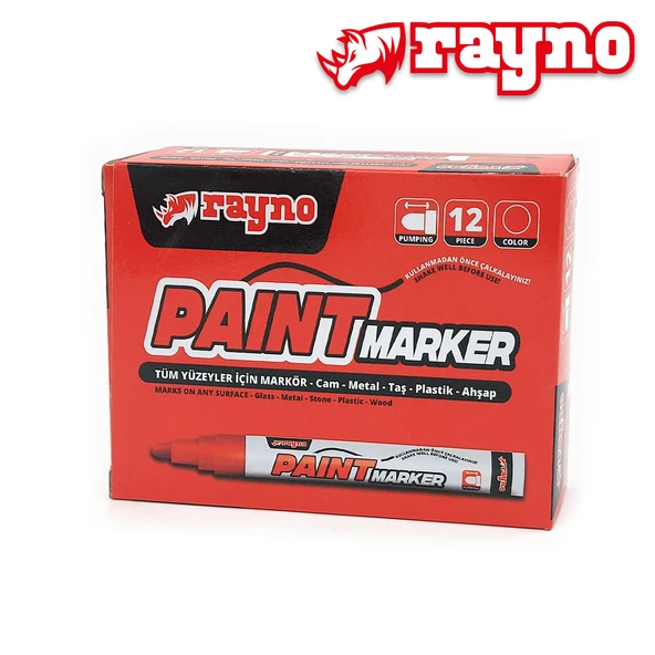 Rayno Paint Marker Kalem Kırmızı 12 Li - RYNPMK ürün görseli 1