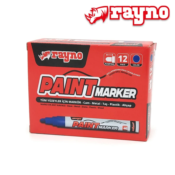 Rayno Paint Marker Kalem Mavi 12 Li - RYNPMM ürün görseli 1